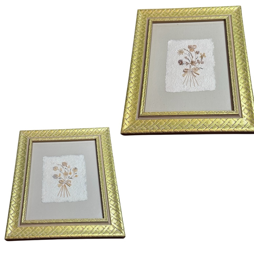 Vintage Pressed Botanical Art – Set of 2 |‎ Framed Floral Wall Decor
